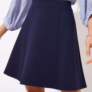 LOFT Navy Seamed Ponte Flippy Skirt